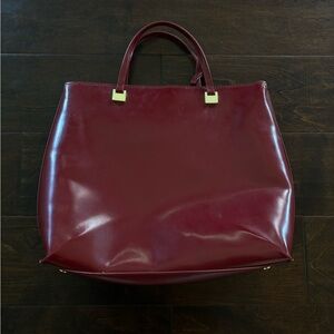 Red Plastic Leather Shoulder Bag